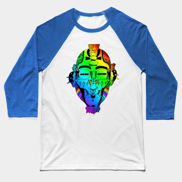 Rainbow African Mask 5 Baseball T-Shirt by kenallouis
